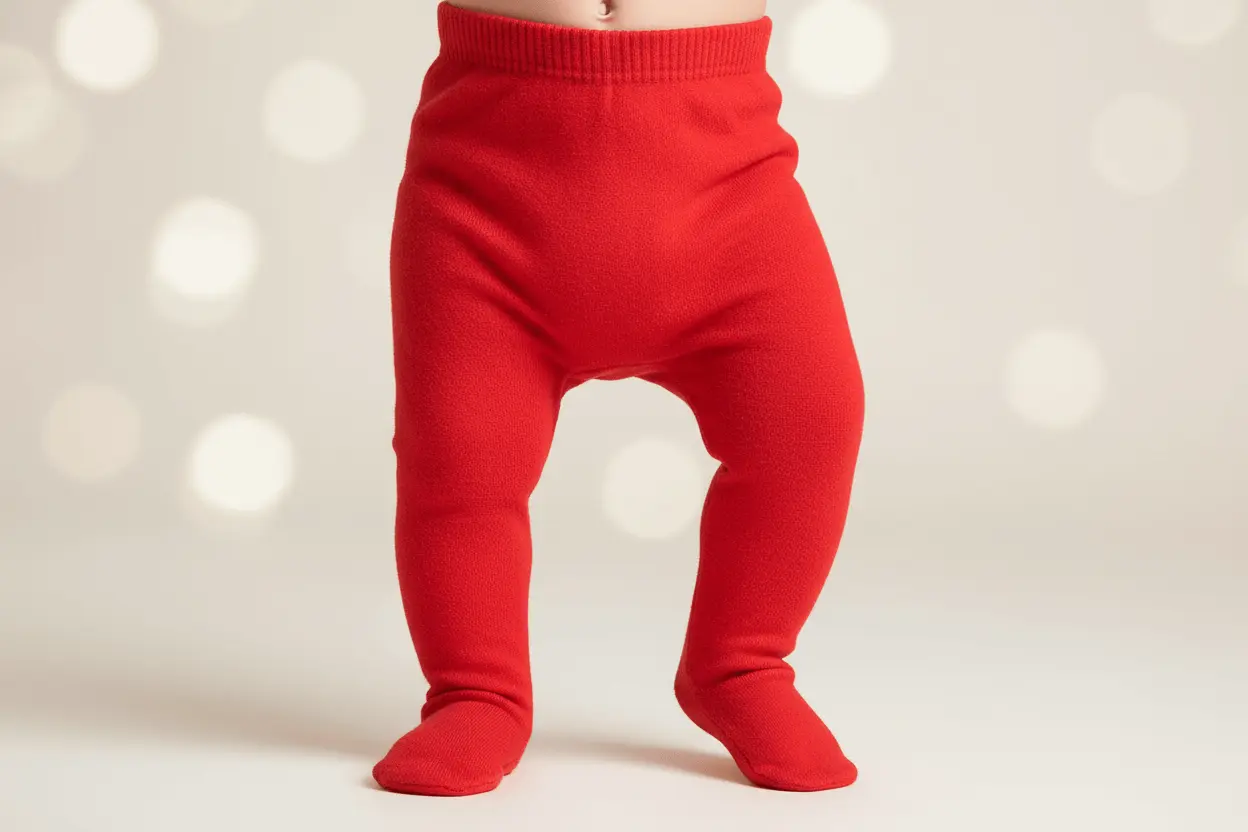 Polainas de punto de Chocolat Baby, ligeras y muy cómodas para el día a día de tu bebé. Color rojo