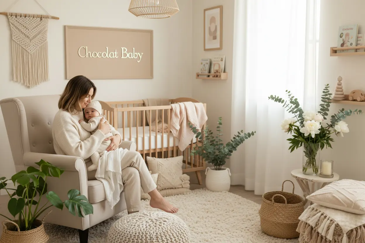 3 bebés jugando en una habitación con una ventana de fondo paisaje nevado