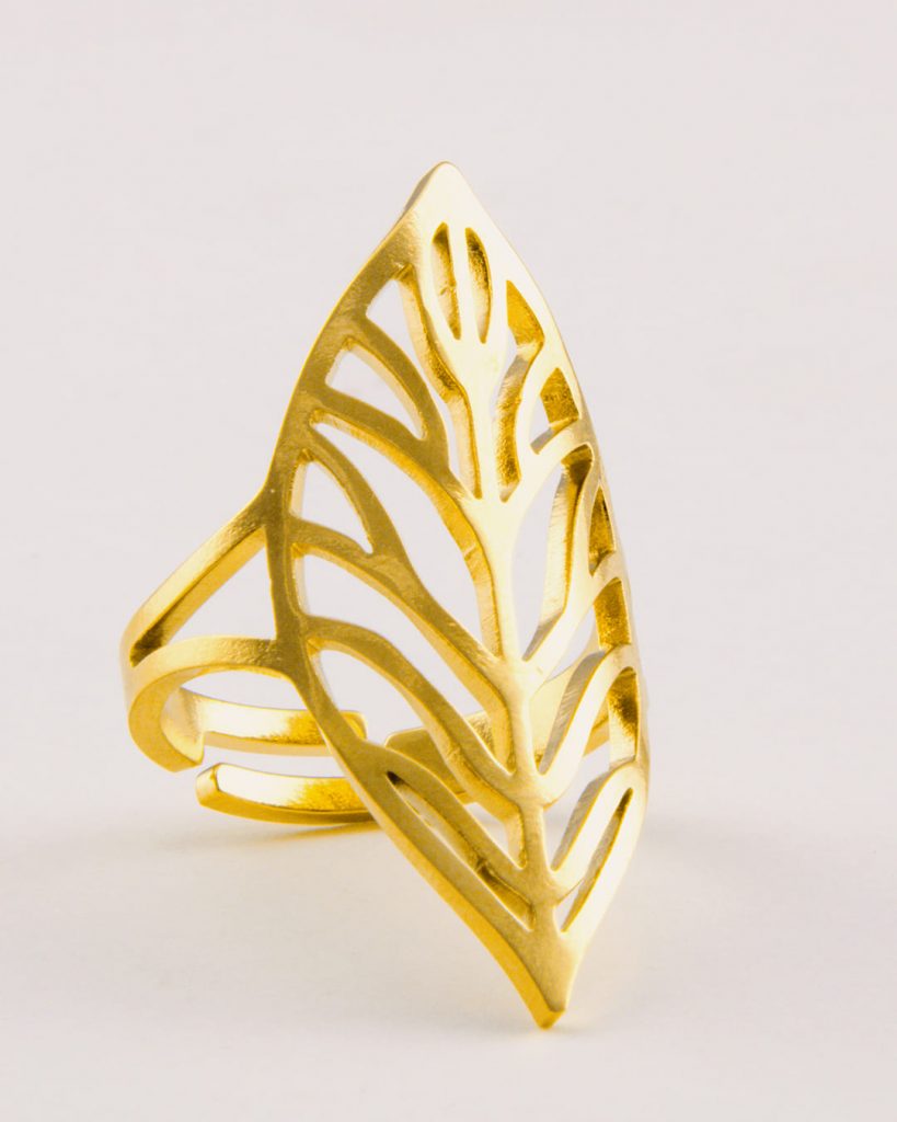 Anillo de acero con baño de oro - Joyitas de Acero