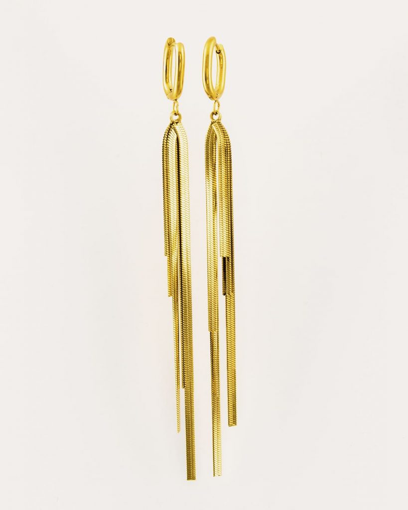 Pendiente de acero con baño de oro - Joyitas de Acero