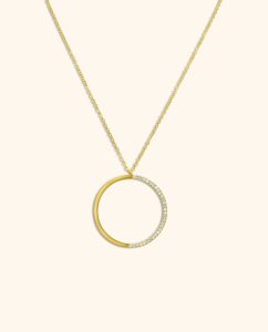 Collar Acero Aro Mitad Cristales