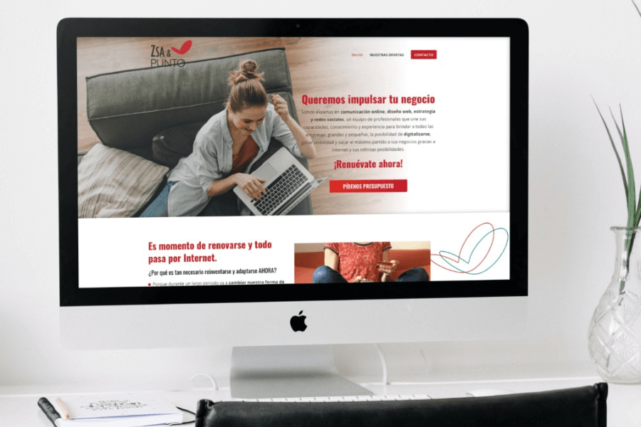 Pantalla principal de una web en la que se anuncian ofertas de digitalización para negocios