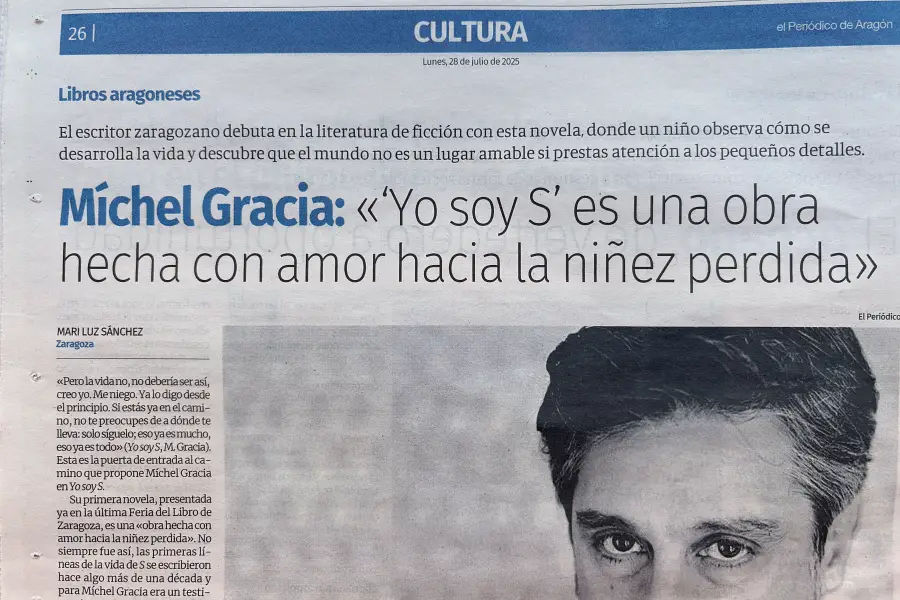 La novela Yo soy S de Míchel Gracia en El Periódico de Aragón