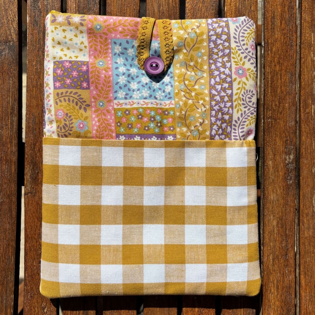 Funda acolchada para libros vichy amarillo