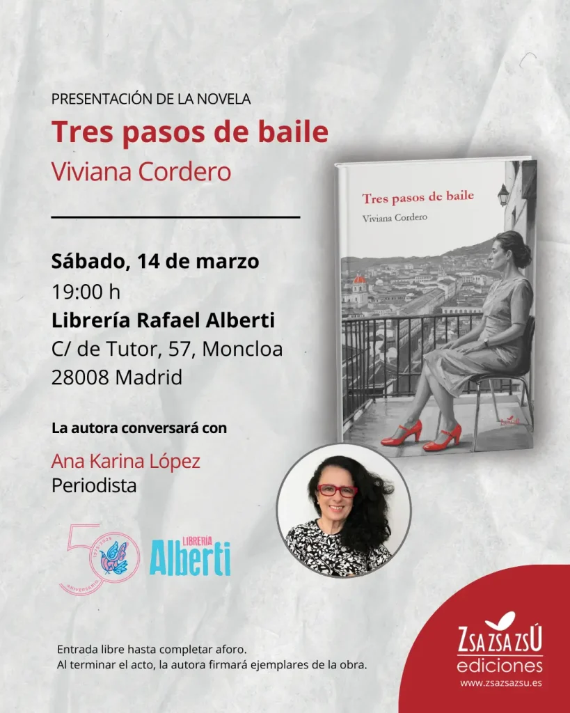 Presentación de la novela Tres pasos de baile de Viviana Cordero en Madrid