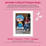 Pat MM presenta Enzo y la montaña de los sueños en la Jornada Cultural de Parque Goya, Zaragoza, junto a Zsa Zsa Zsú Ediciones